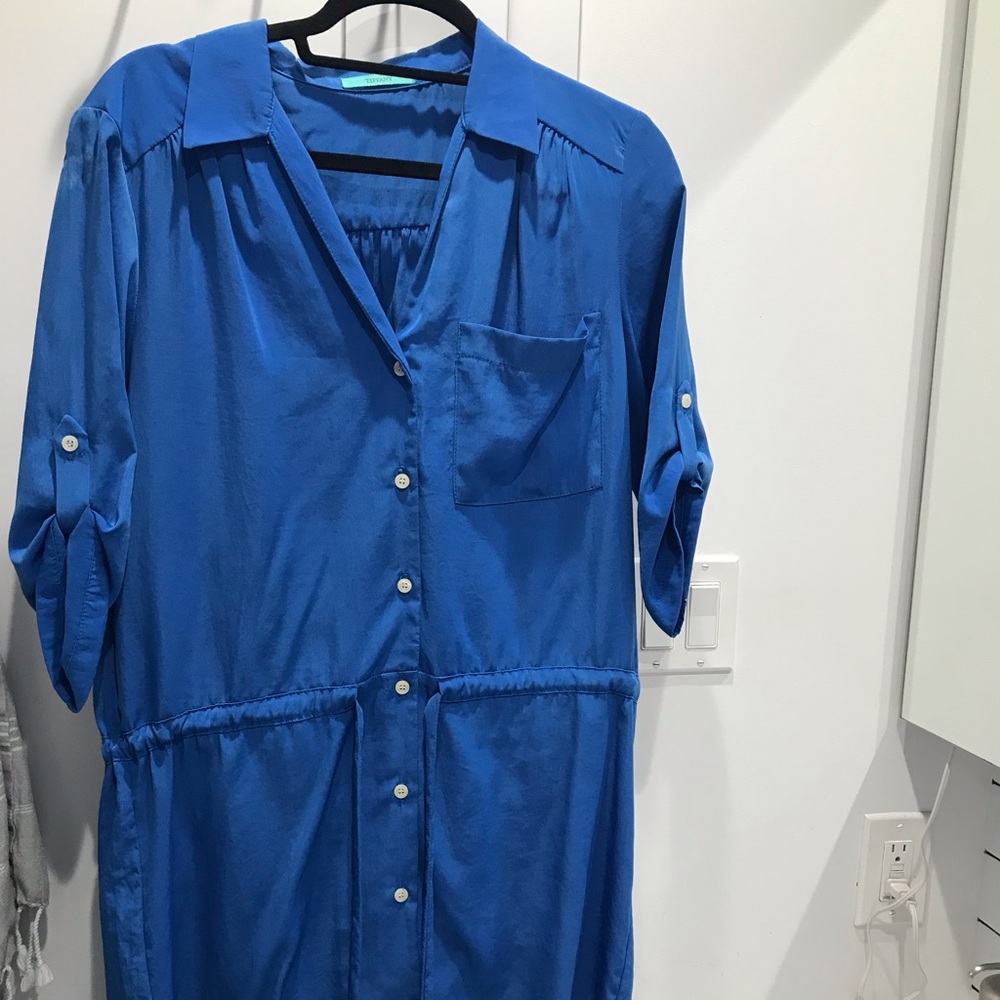 Royal blue button down dress tunic